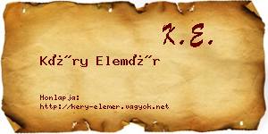 Kéry Elemér névjegykártya